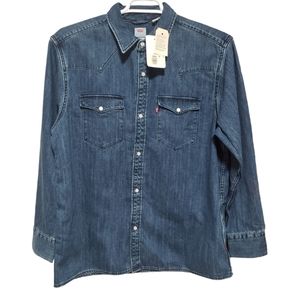 Levi’s Classic Denim L/S Western Snap Shirt, NWT - Mens Lg pearl button snap.